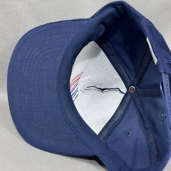 Vtg United Airlines Corduroy Snapback Hat Cap Blue Dorfman Pilot Fly Plane Mens - Picture 9 of 12